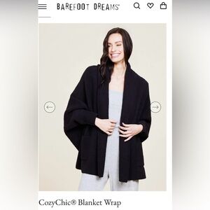 NWT Barefoot Dreams Charcoal CozyChic Ultra Lite Blanket Wrap L-XL